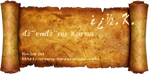 Örmény Karsa névjegykártya